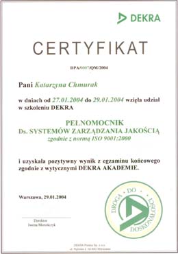Certificat ISO 9001-2000 Mandataire